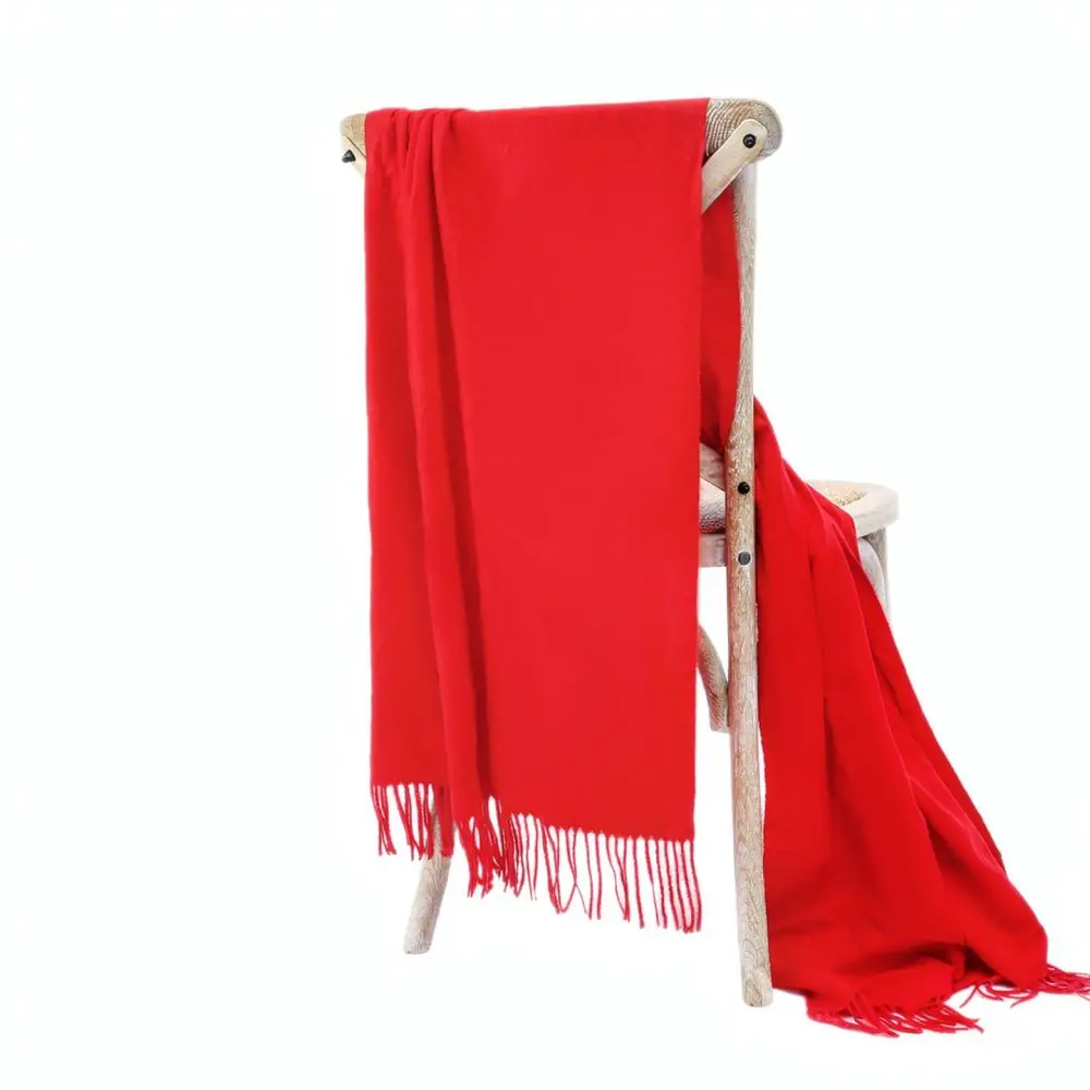 Soft Red Scarf Personalized Embroidery Wrap Winter Warm Stole For Festival Event Group Activity Opening Ceremony