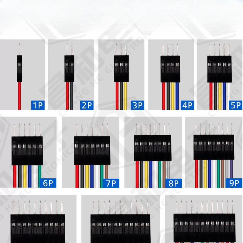 10PCS Dupont Line 2.54MM Pitch Wire Female to Female 1P2 3 4 5 6 Pin Dupont cable connector JUMPER CABLE WIRE FOR PCB 3D Printer