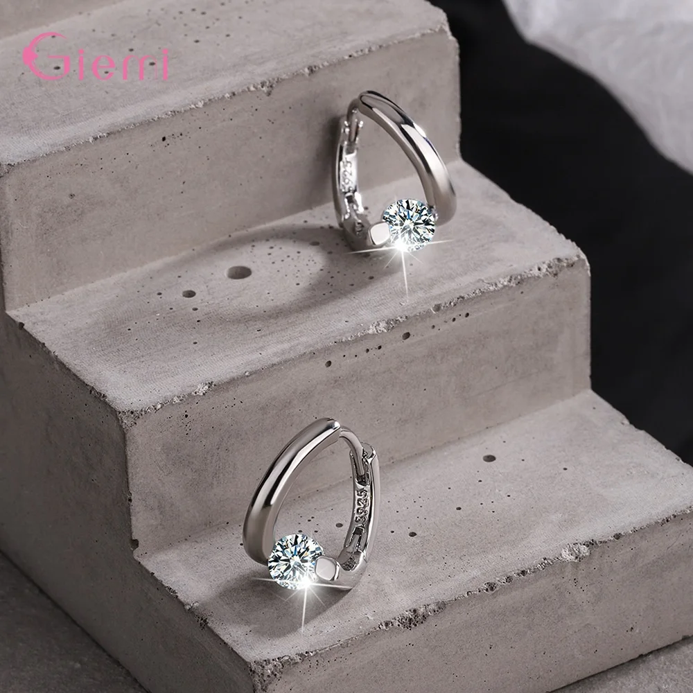 Elegant Korean OL Style 925 Sterling Silver Stud Earrings Pretty Heart with Cubic Zircon Stone Women Ladies Fashion Jewelry