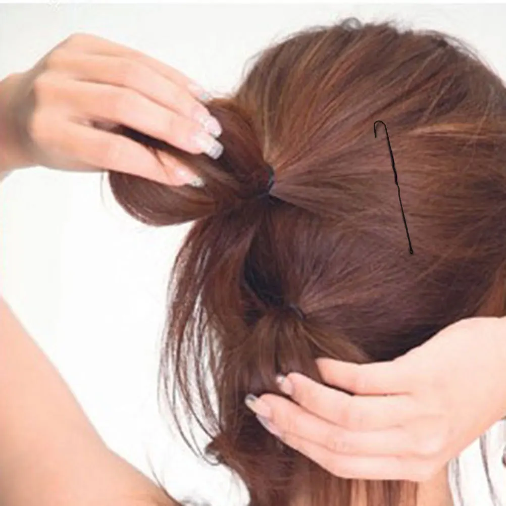 

100Pcs U Hairpin Black Metal Thick Elastic Non-Slip Wavy Pins Ball Tips Scalp Safe Perfect for Wedding Bridal Hairstyles