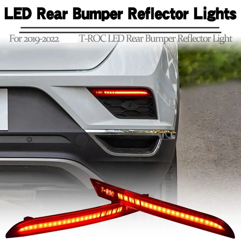 Car Rear Bumper Dynamic Turn Signal Light LED Brake Light For Volkswagen T-Roc 2018-2022