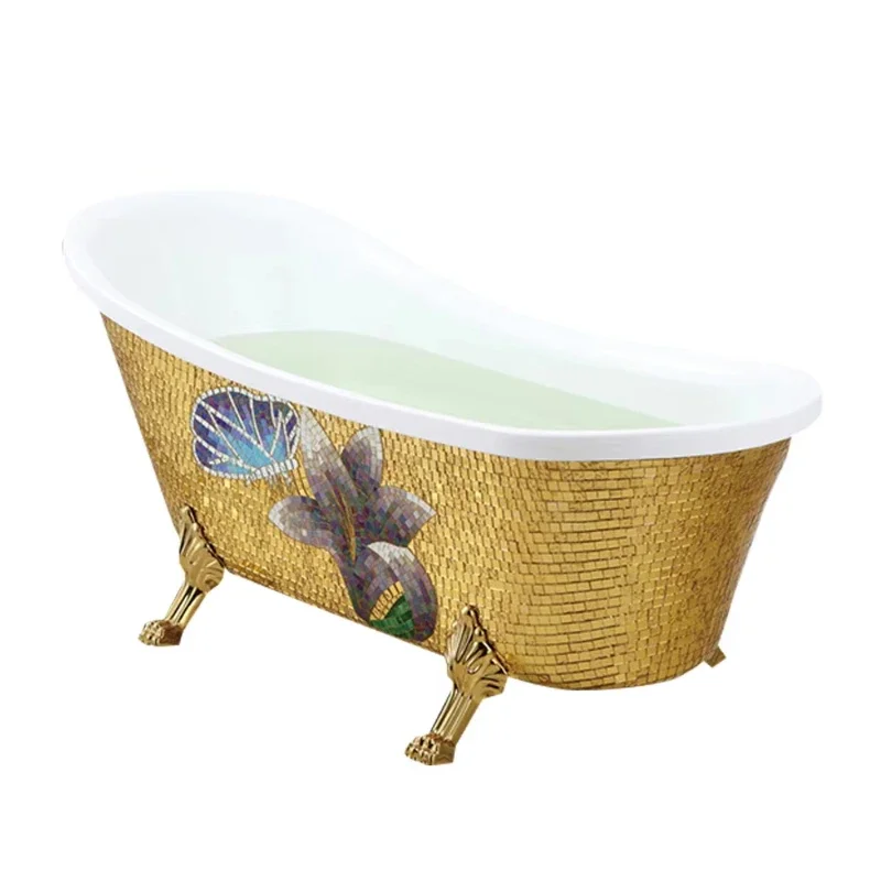 

Mosaic Surround Italian Oval Acrylic Freestanding Italian Bathtub Small Bathtub Acrylic
