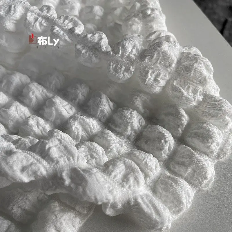 نسيج فقاعي منقوش ثلاثي الأبعاد، مرن وصديق للبشرة، قبعة راقية، فستان، بنطلون، قماش مصمم الملابس #3