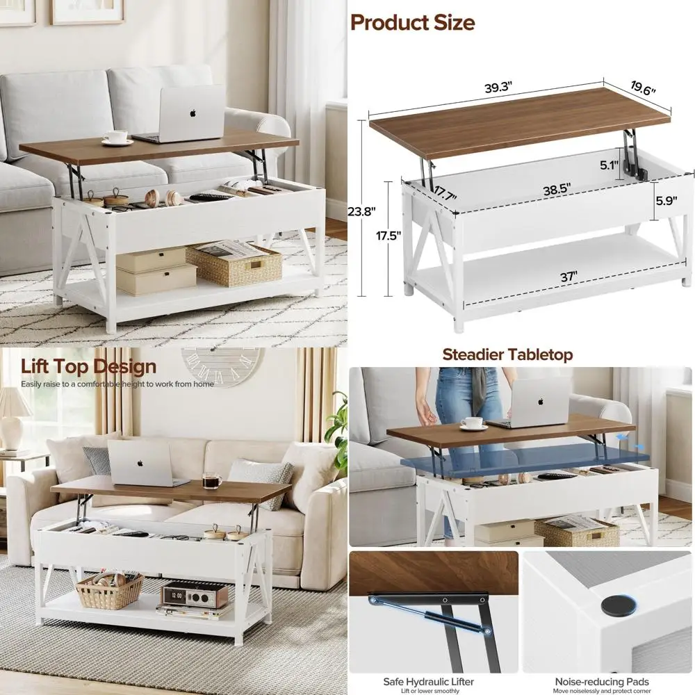 

Storage Coffee Table with Lift Top and Hidden Compartment for Living Room Space Organization