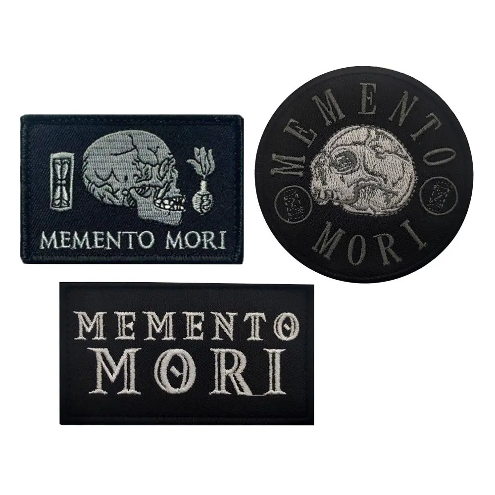 Memento Mori Embroidery Patch Armband Badge Sticker Decal Embellishment Decorative Military Tactical Embroideried Patches