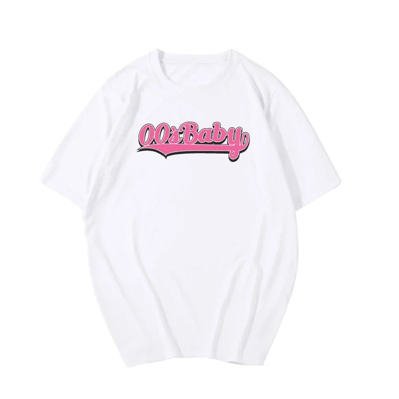 00's طفلة الحب الوردي النساء تي شيرت المراهقات Kawaii الملابس 90s الجرونج التي شيرت الجرافيك المحملة الإناث بلايز دروبشيبينغ