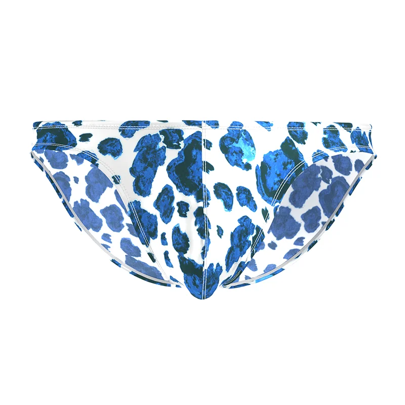 Men's triangle underwear ice silk quick drying thin, breathable, high elasticity, low waist, leopard print sexy view 4