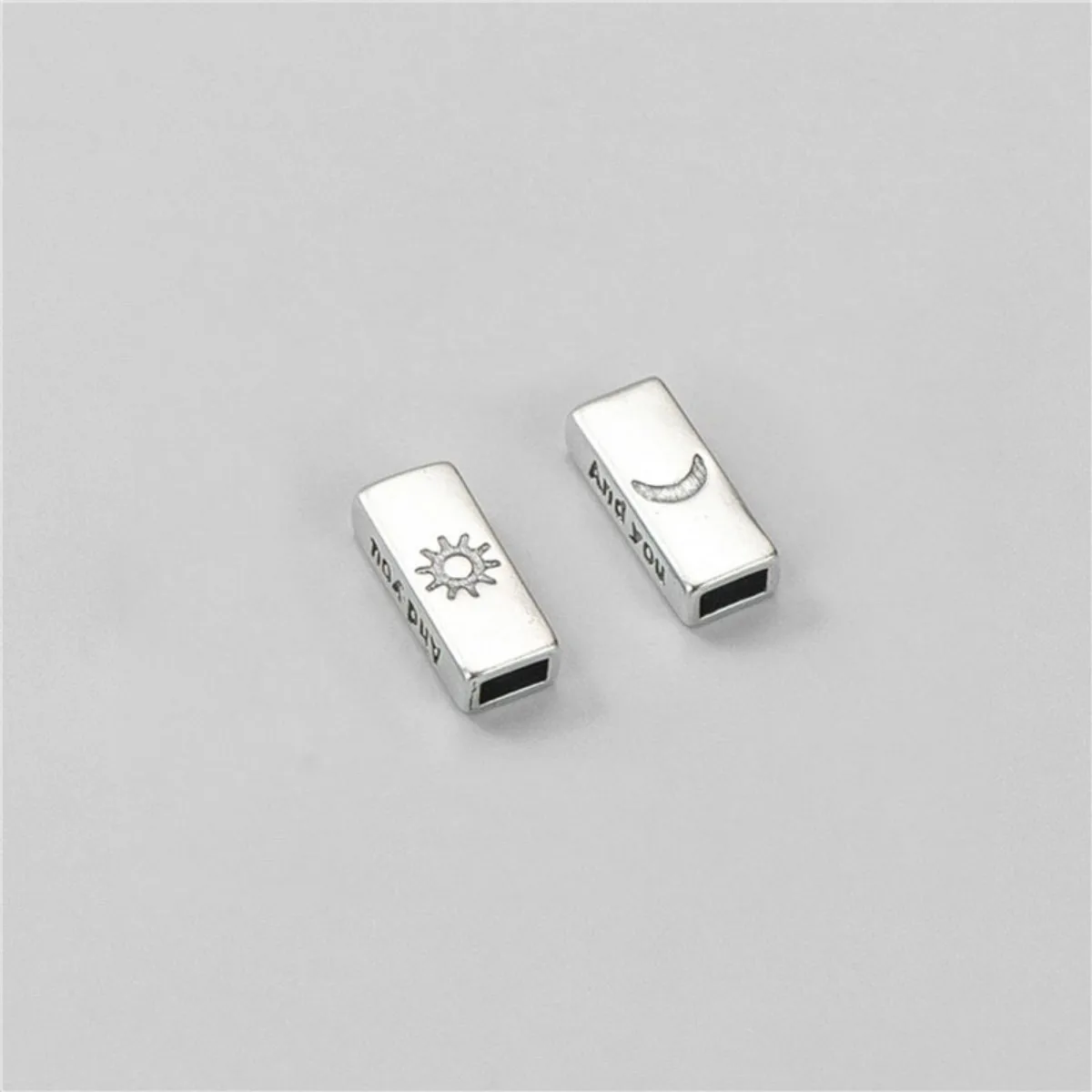 

1 шт. квадратные бусины-трубочки из стерлингового серебра S925 и бусины-разделители с резьбой Солнца или Луны для изготовления ювелирных изделий