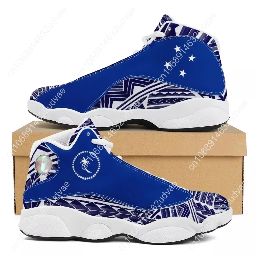 Zapatillas de correr de estilo Tribal para hombre, zapatos deportivos de baloncesto con logotipo de equipo, pelota personalizada, Polinesia azul, novedad de 2021