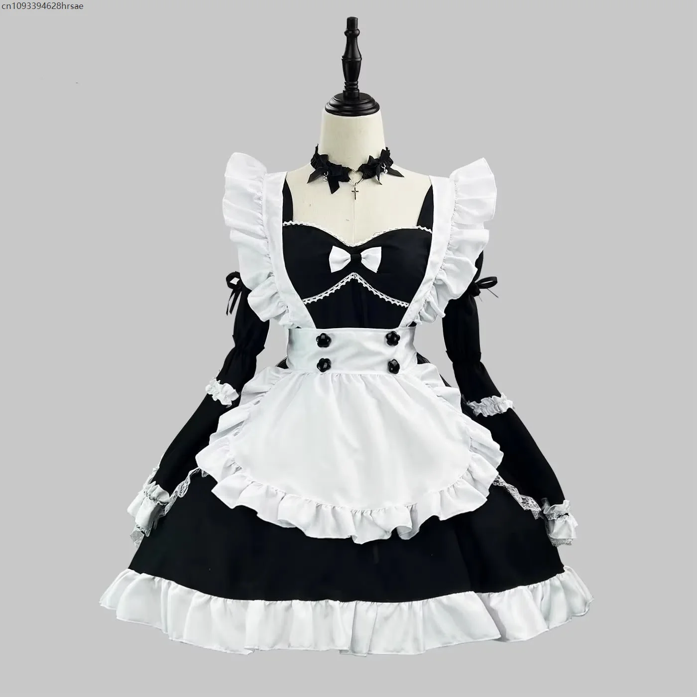 

Classical Lolita Women Cosplay Costume Maid Comic-Con Outfit Anime Dress with Apron Coffee Servant Uniform