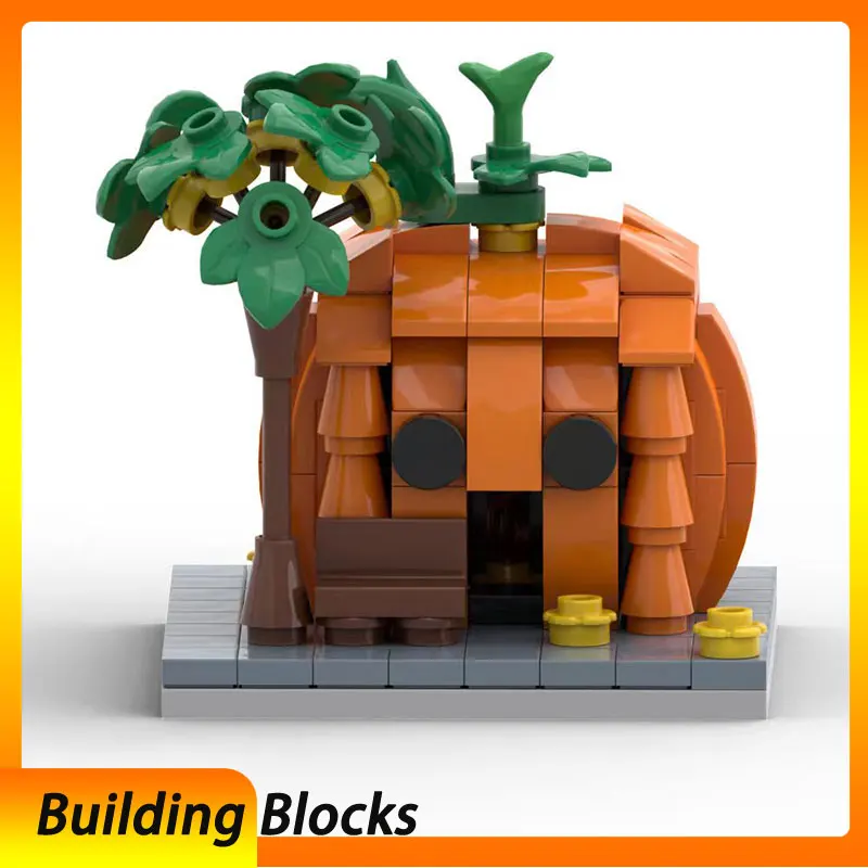 MOC الإبداعية اليقطين منزل كتل تجميع الجسيمات الصغيرة DIY بناء هالوين هدية نموذج لعبة عطلة #1