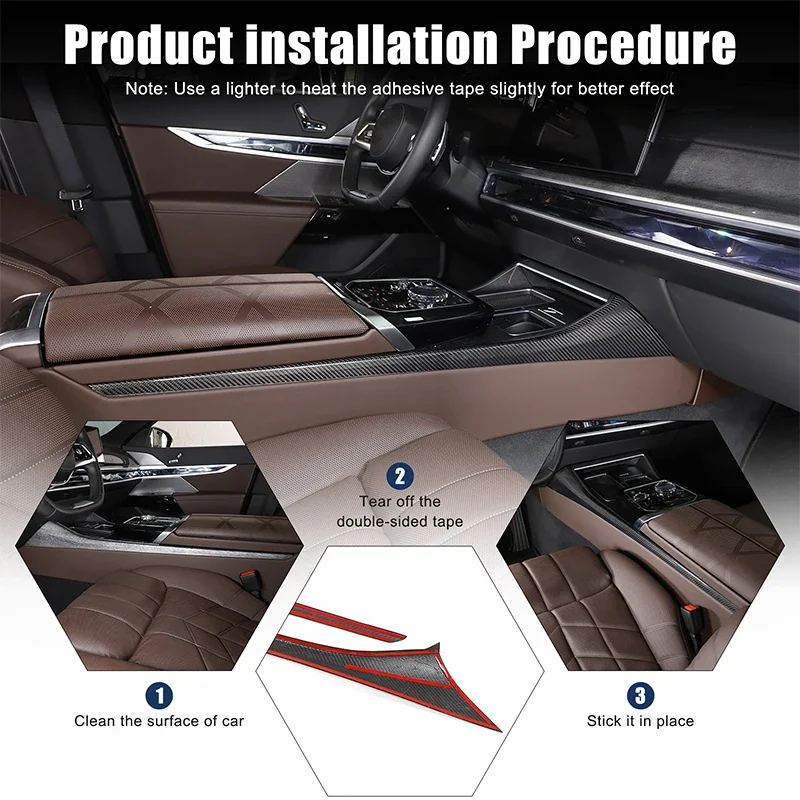 

Real Carbon Fiber For BMW 7 Series G70 2023 Car central control tea cup holder side decorative strip Car interior accessories