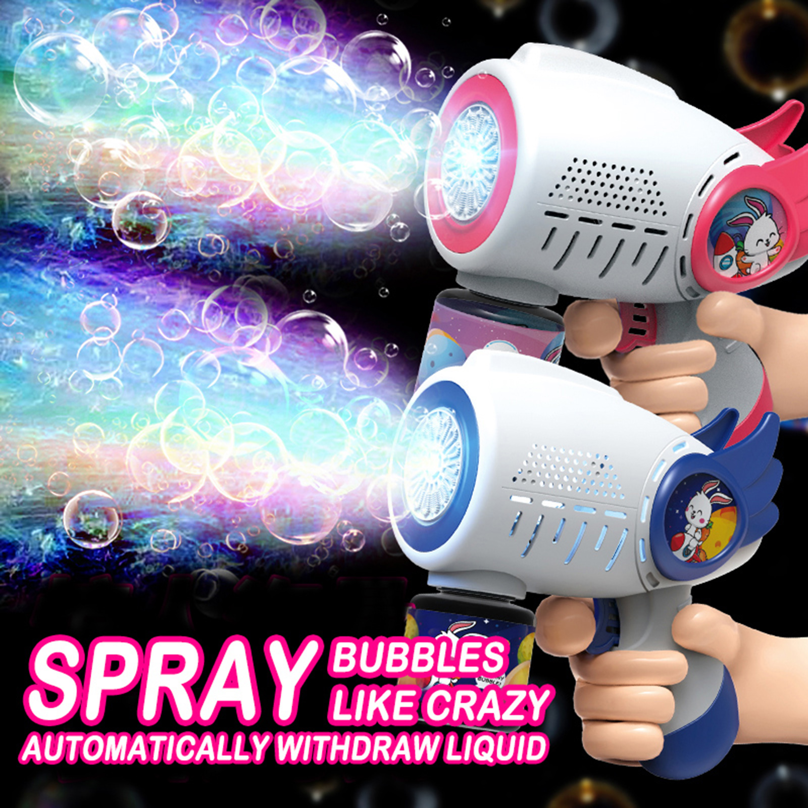  Cartoon Shape Fully Automatic Continuous Foaming Handheld Electric Bubble Gun (Battery And Bubble Liquid Not Included) 