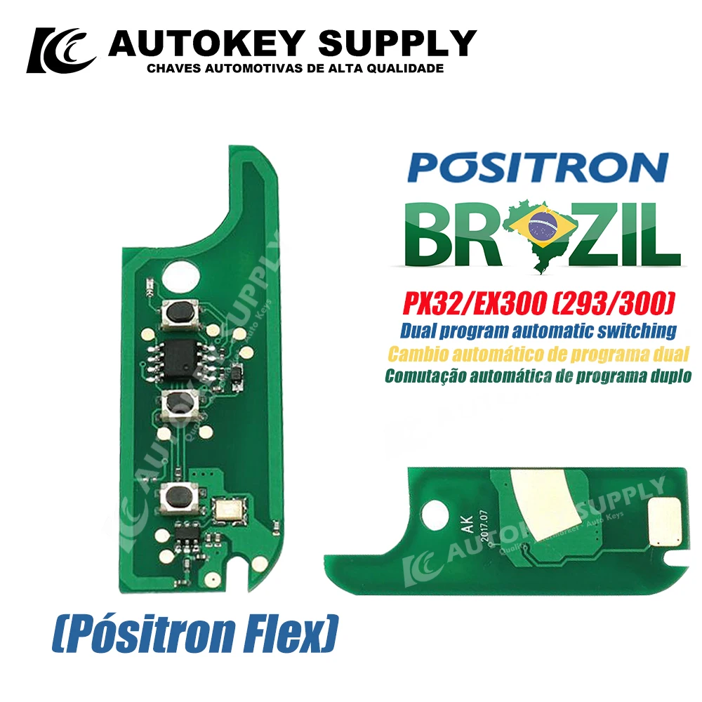 AutokeySupply aketupcp066 Brasil Positron Flex Chave Canivete + Placa + Chip + Program ganda PX32 293 EX300 330 360 untuk Fiat