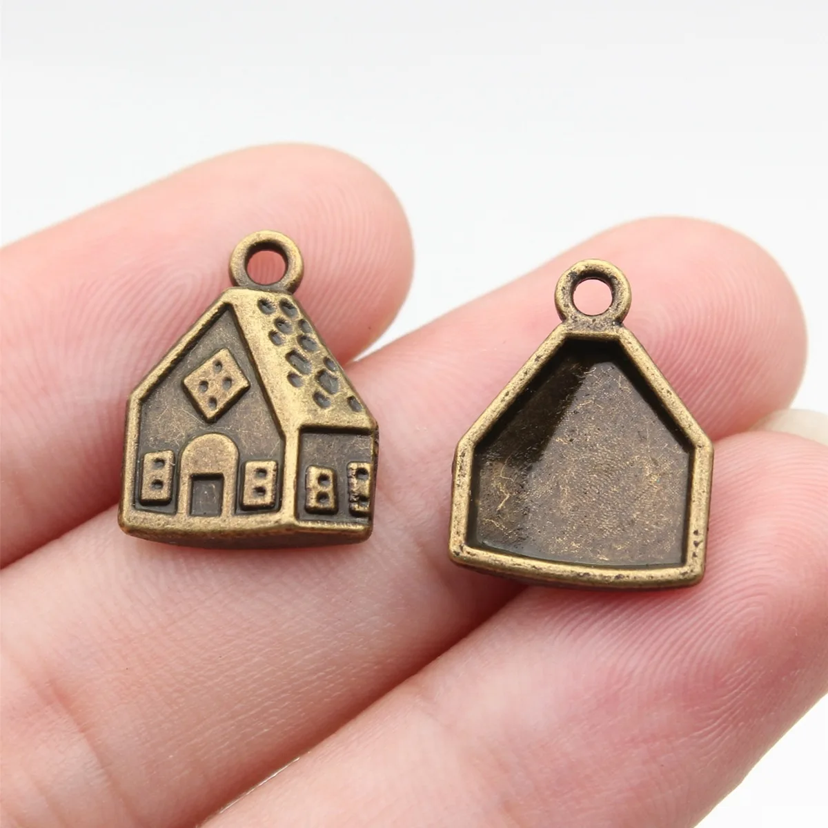 

100 шт./лот, аксессуары для украшений, ретро-подвески в форме домика из сплава, для самостоятельного изготовления