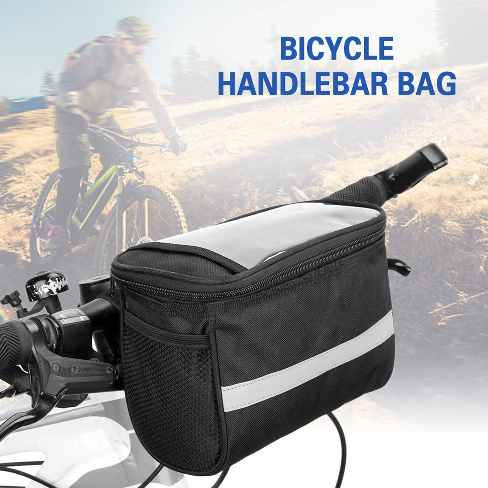 

bike handlebar bag Cycle Bike Insulated Front Bag Bike Handlebar Bag Basket Pannier Cooler Bag with Reflective Strip