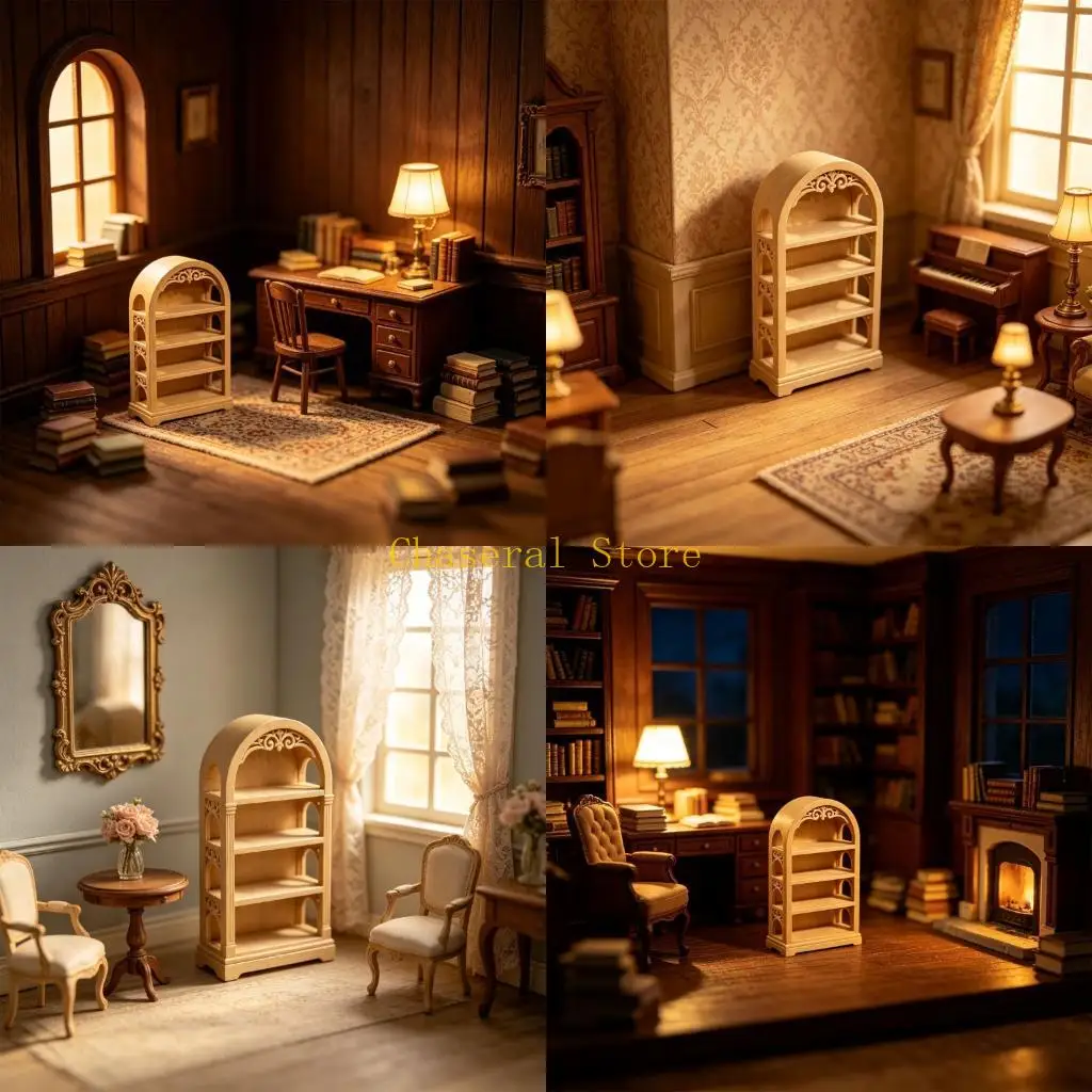 E7CE Mini Shelf Bookcase Miniature for Small Interior Styling and Display Setups