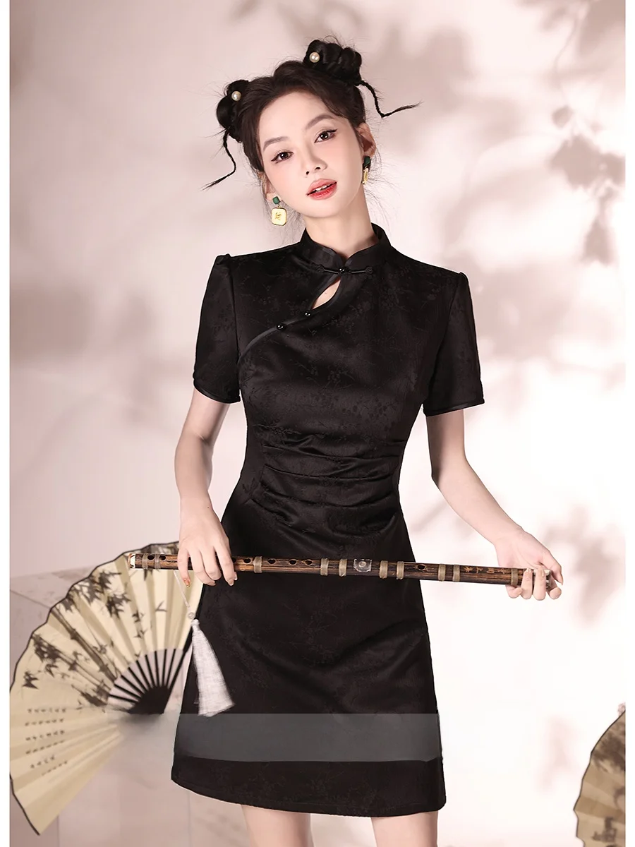

Bla ort Young Sle Girl's New Chinese Version Daily Wear Small Size Retro Sle ort Sve Summer New Arrival