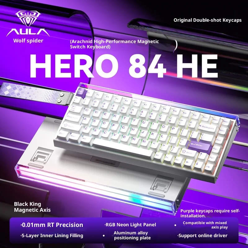

New Tarantula Hero84he Magnetic Axis Keyboard Mechanical Esports Live Game Wired Fps Fearless Contract Rt High Performance Gifts