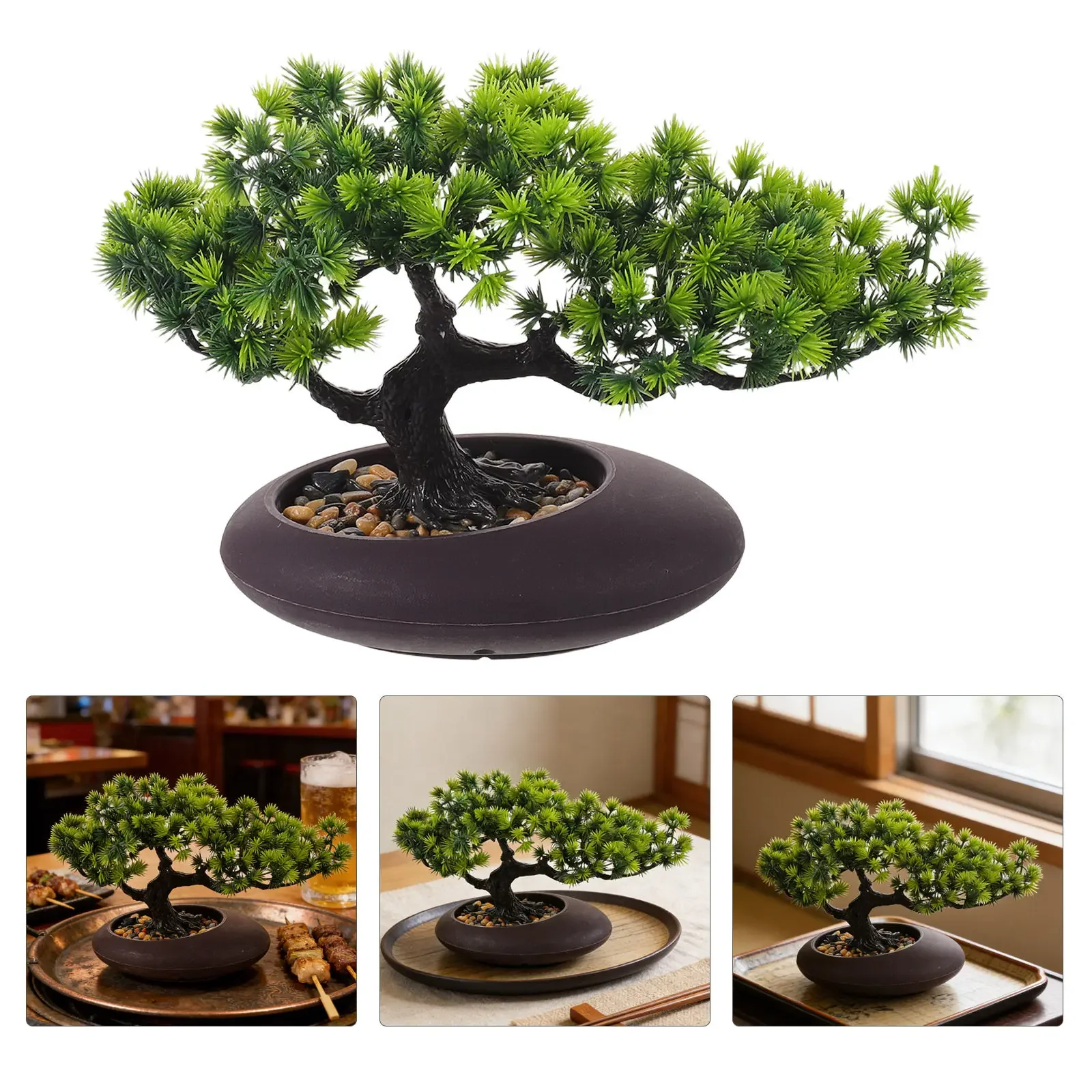 Creative Artificial Bonsai Juniper Fake Bonsai Trees Realistic Faux Pine Trees In Pot For Plate Sashimi Dish Home Shelf Decor Di
