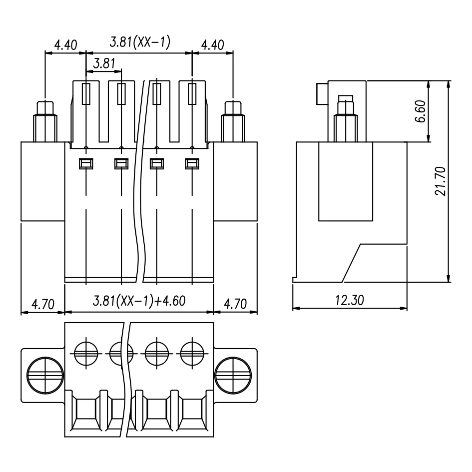 100PIN 3.81MM 15EDGKCM PCB Pluggable Terminal Block Connectors 2P-24P Right Angle 15EDGKCM MC1.5/-STF-3.81 EC381FM MC311