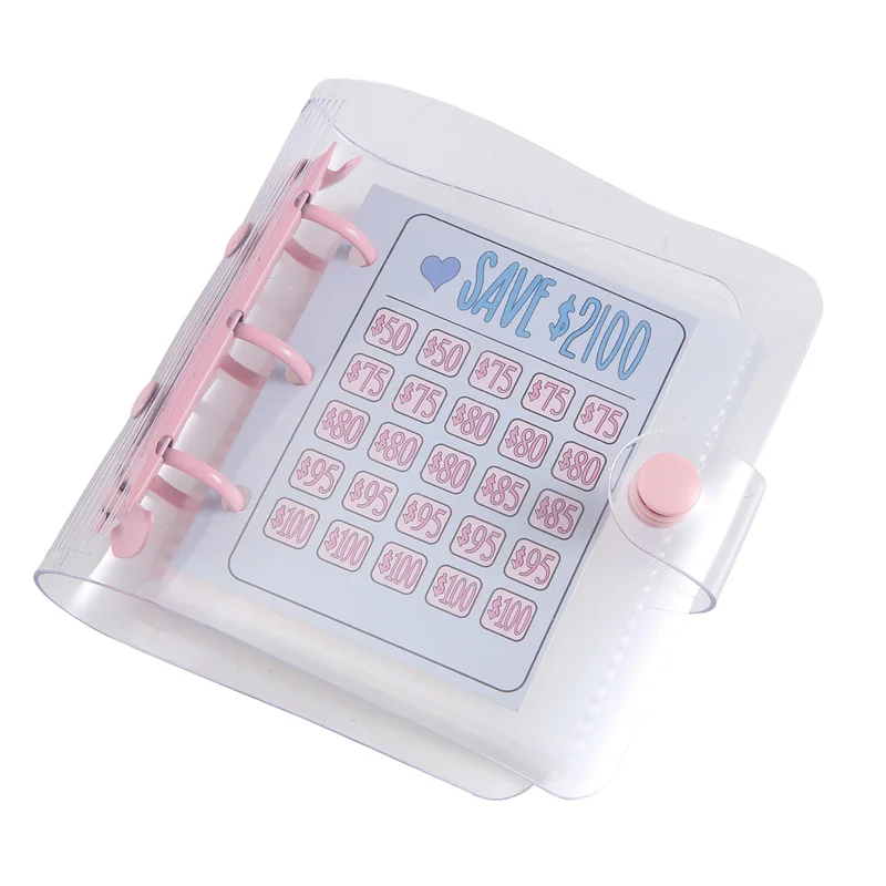 2100 Savings Challenge Binder Money Saving Challenge Мини-бюджетная папка с денежными конвертами ПВХ розовая 1 шт.