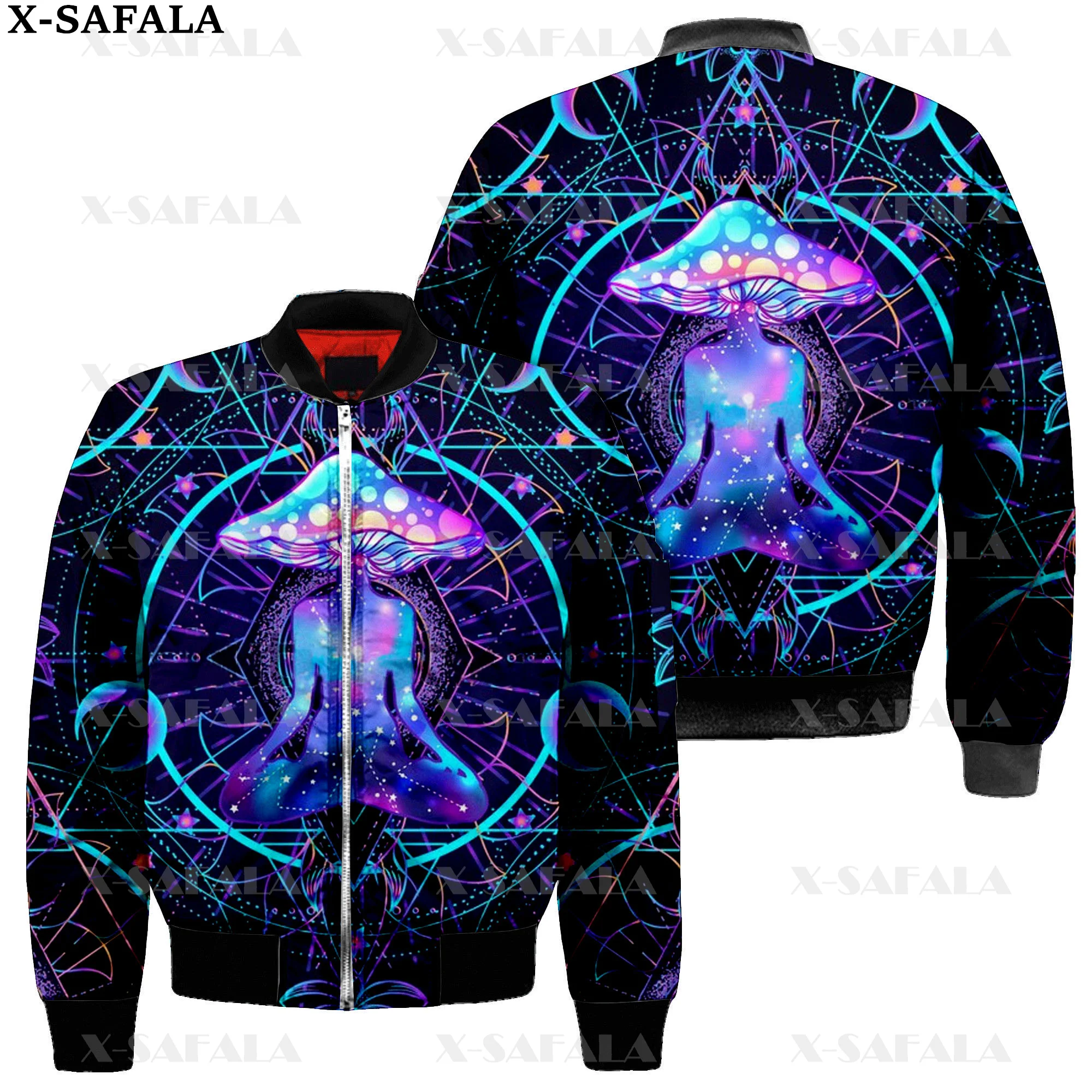 

Mens Unisex 3D Bomber Jackets Psychedelic Mushroom Trippy Print Zipper Casual Harajuku Men Coat Streetwear Thick Coats-6