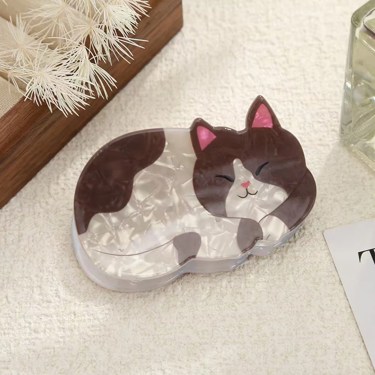 1pc cute and sweet cartoon orange cat Muppet kitten hairpin advanced sense back head hairpin shark clip hair claw image 3