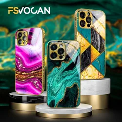 Golden Art Marble Design For iPhone Shockproof Gold Case For iPhone 15 14 13 12 11 Pro Max Green Blue Purple Pattern Luxury Capa