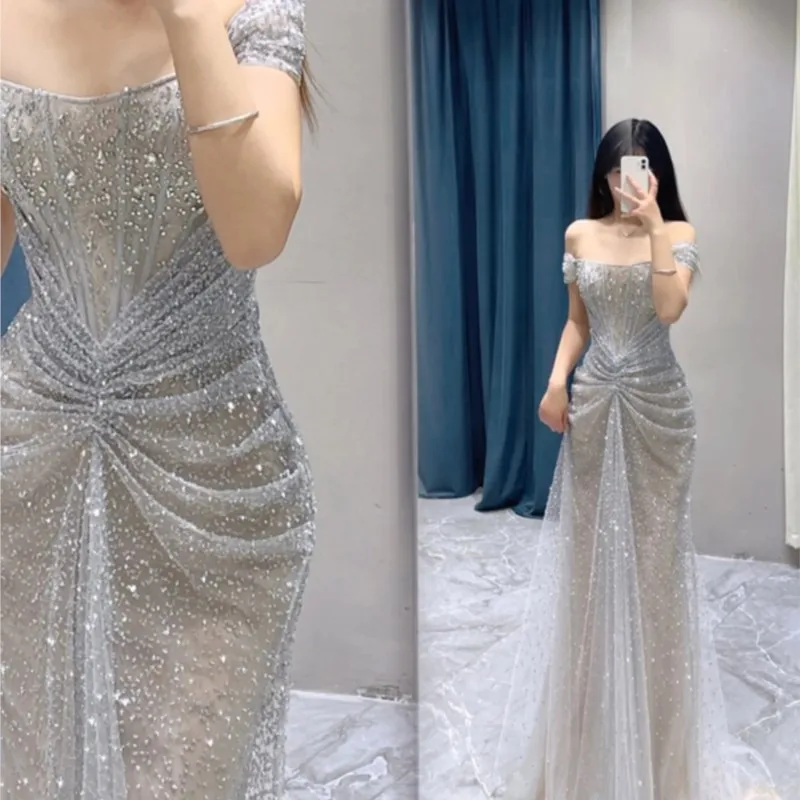 

New sense banquet temperament light luxury small coming-of-age ceremony host dress