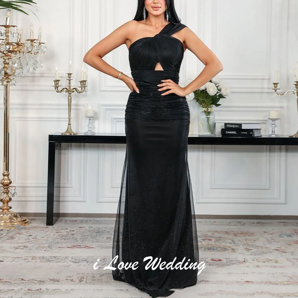 

Customized Strapless Pleated Straight Backless Saudi Dress Shiny Sequins Floor Length Sleeveless Evening Gown with Court