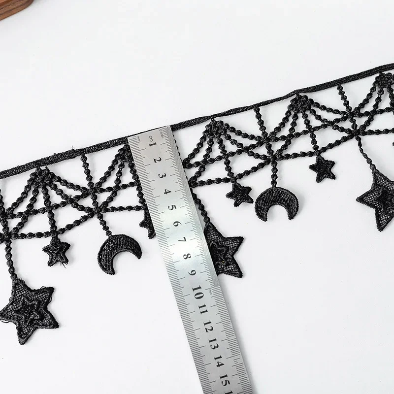 1 Yard Black And White Star Moon Water-Soluble Lace Wedding Clothing Accessories Decoration DIY Collar Sleeve Fabric