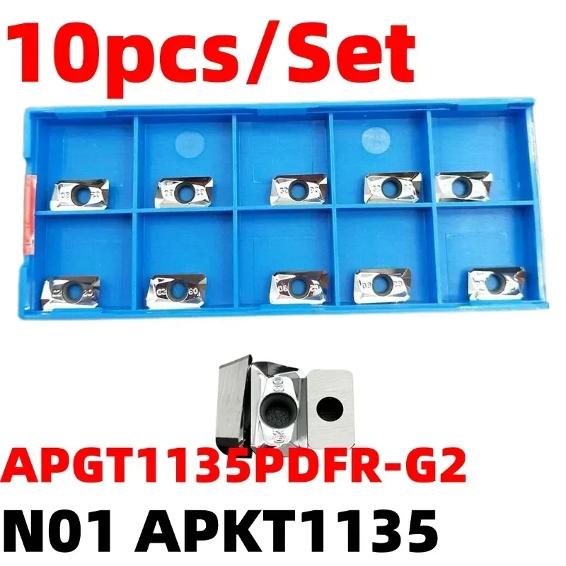 10pcs APGT1135PDFR-G2 N01 APKT1135 Carbide Aluminum Milling Inserts Set For Intermittent Cutting And Continuous Processing