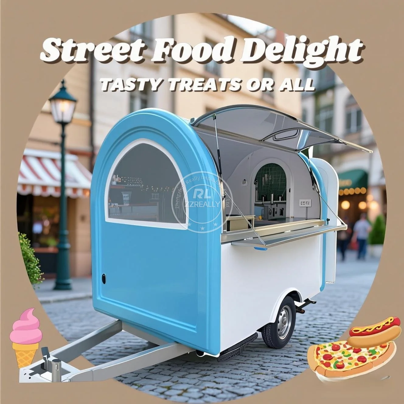 

Europe Street Snack Truck Retro Fast Food cart Concession Food Trailer for Outdoor Event Catering