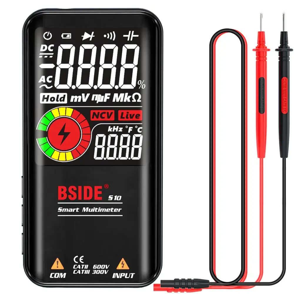 BSIDE S10/S11 Digital Smart Multimeter Color LCD Display 9999 Digital DC AC Voltage Capacitor Ohm Diode NCV Hz Tester DMM