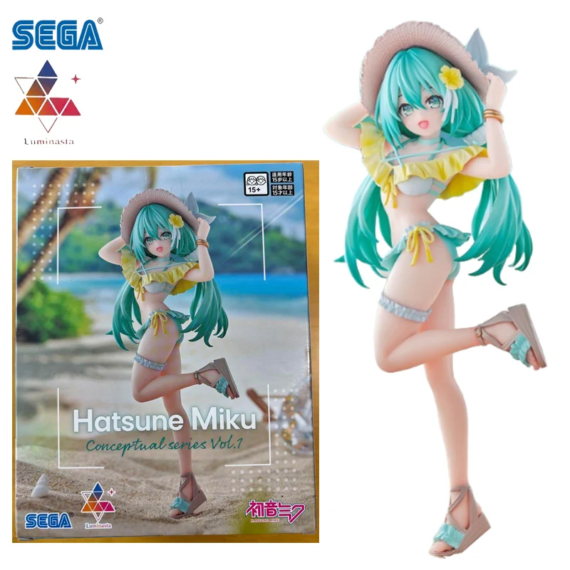 В наличии SEGA Luminasta Hatsune Miku Conceptual Series Vol.1 ~Одежда для плавания Ver.~ ПВХ 21 СМ Аниме Фигурки Модель игрушки