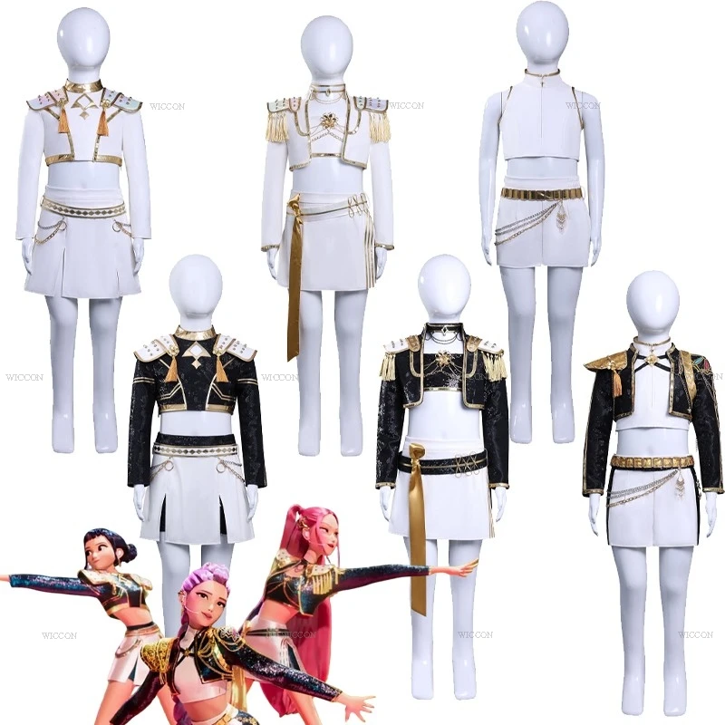 

Mag/Huntrix 3-style Adults Kids Costume K-Pop Mira Rumi Zoey Demon Hunters Black White Outfit Women Stage Cosplay Fancy Suit