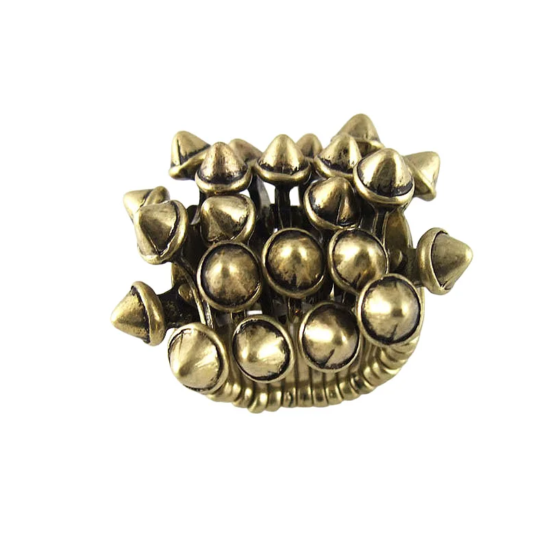 Unisex Punk Spike Stud Flaky Durian Shape Adjustable Stretch Finger Ring Men Women Antique Alloy Metal Rings Fashion Jewelry