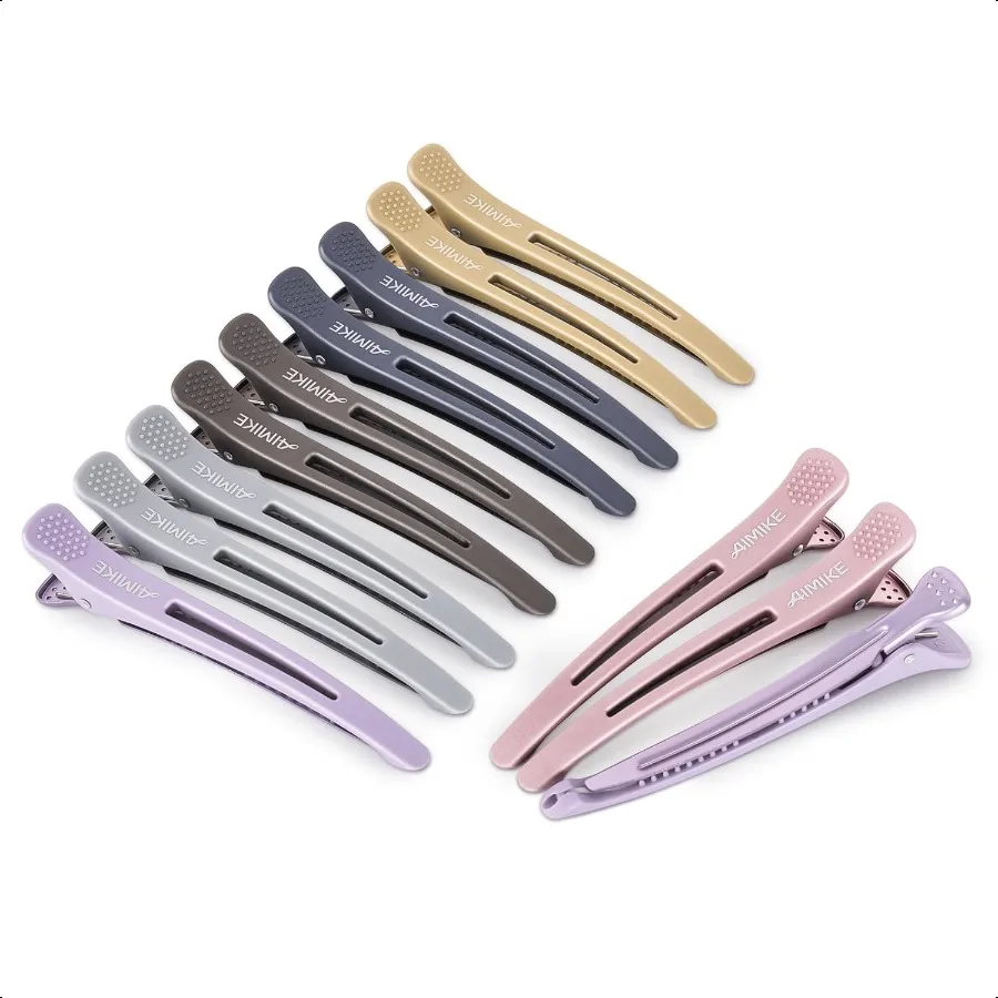 

12pcs Profional Hair Clips for Styling Sectioning AntiSlip NoTrace Duck Billed Hair Clips with Silicone Band Salon and Home Hai
