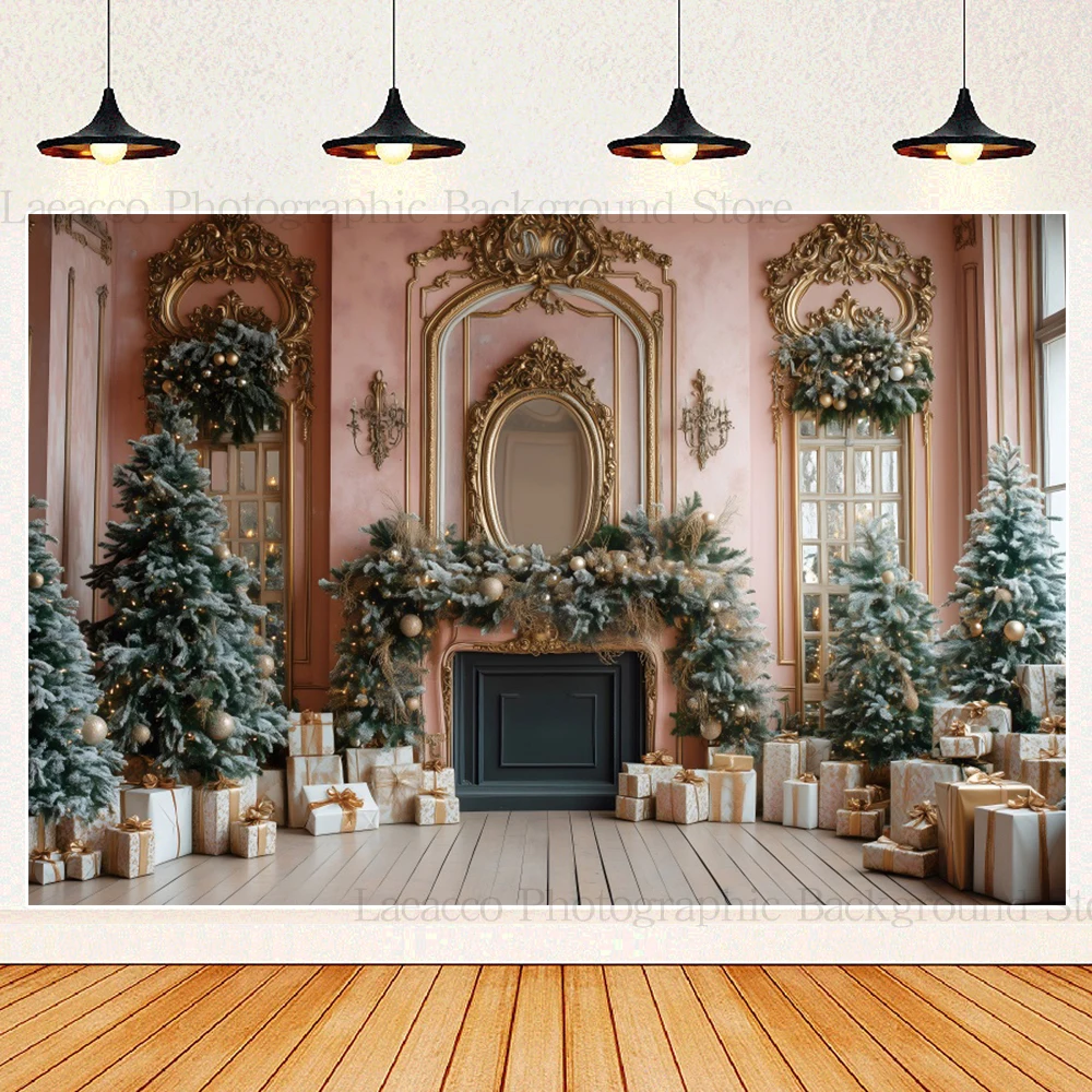 Merry Christmas Xmas Tree Photography Background Winter Mantel Decor Banner Holiday Party Children Portrait Photography Backdrop