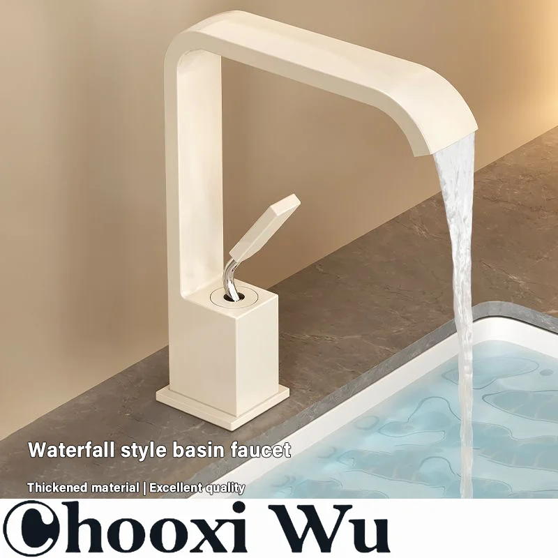 

Waterfall faucet copper wash basin wash basin above counter basin bathroom basin hot and cold water faucet