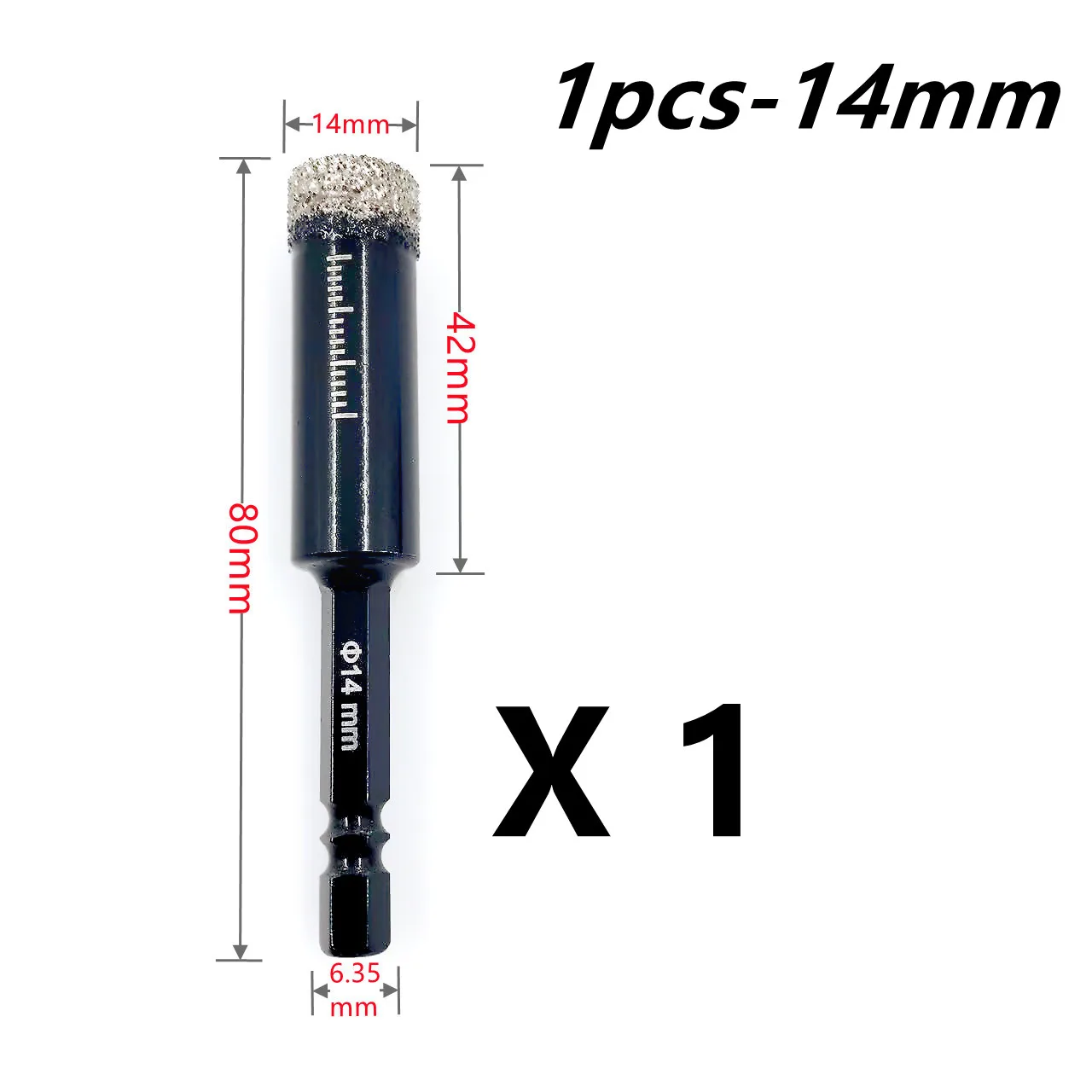 Hexagonal Shank Brazed Dry Ceramic Tile Drill Bit