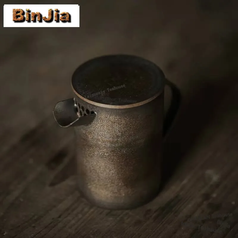 185ml Japanese Style Archaize Gilding Teakettle Master Cups Handmade Coarse Pottery Teapot Straight Ball Hole Kettle Puer Teaset