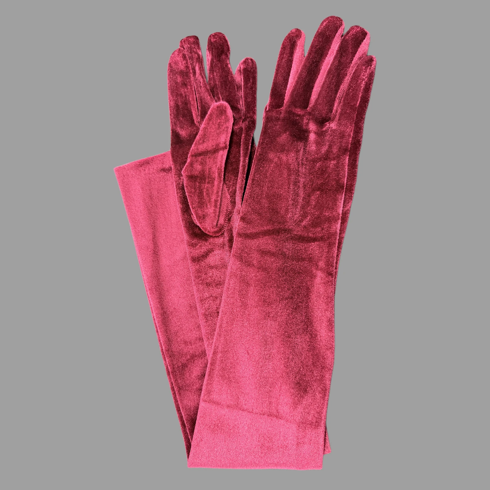 Women'S Fashion In 1920 - ถุงมือกำมะหยี่สีเบอร์กันดีแบบยาวพิเศษสำหรับผู้หญิง ยาว 70 ซม. คลุมถึงไหล่ ยืดหยุ่นได้