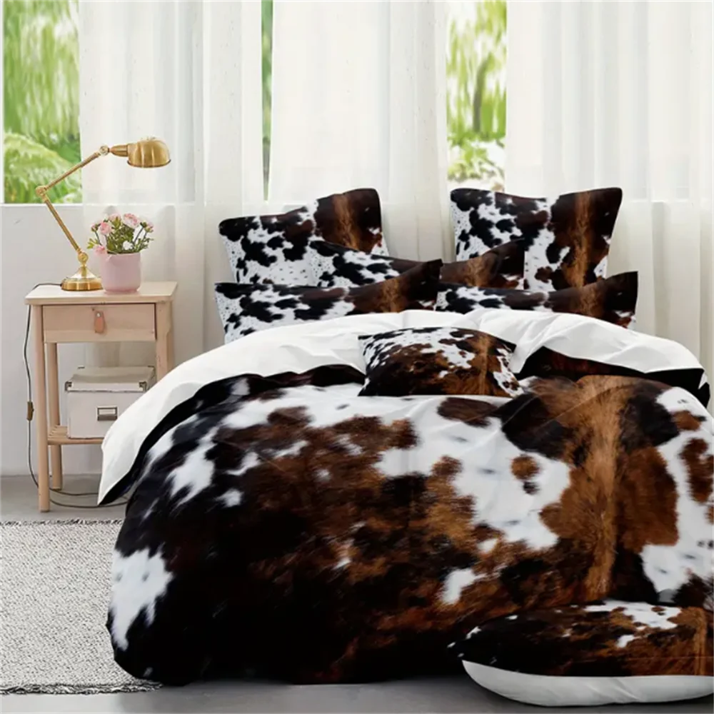 2/3pcs Ultra-Soft Cow Pattern Duvet Cover Set - Plush Comfort For Bedroom And Guest Room With 1 Duvet Cover And 1/2 Pillowcase