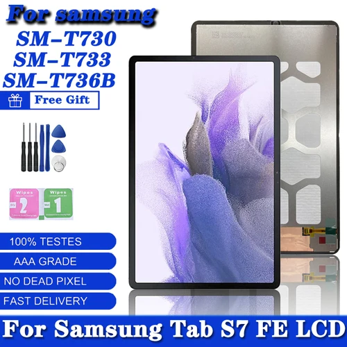 12,4 pulgadas para Samsung Tab S7 FE SM-T730 SM-T733 SM-T735 SM-T736 SM-T737 SM-T738 pantalla LCD Digitalizador de pantalla táctil