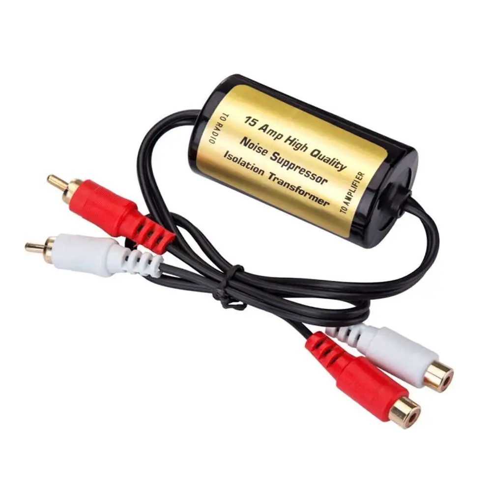 RCA Audio Noise Filter Suppressor Ground Loop Lsolator For Car And Home Stereo 2×RCA Male, 2×RCA Female