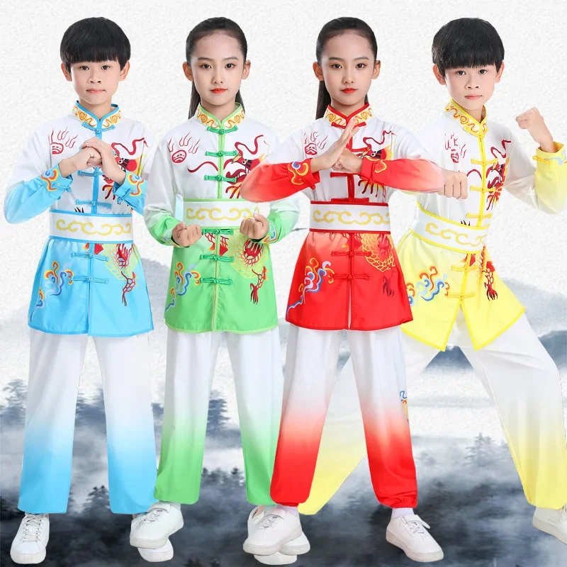 Chinese Traditionele Kung Fu Uniform Nieuwjaarskostuum Wushu Kung Fu Outfits Kinderen Volwassen Man Jongens Tang Pak Prestatie Kleding