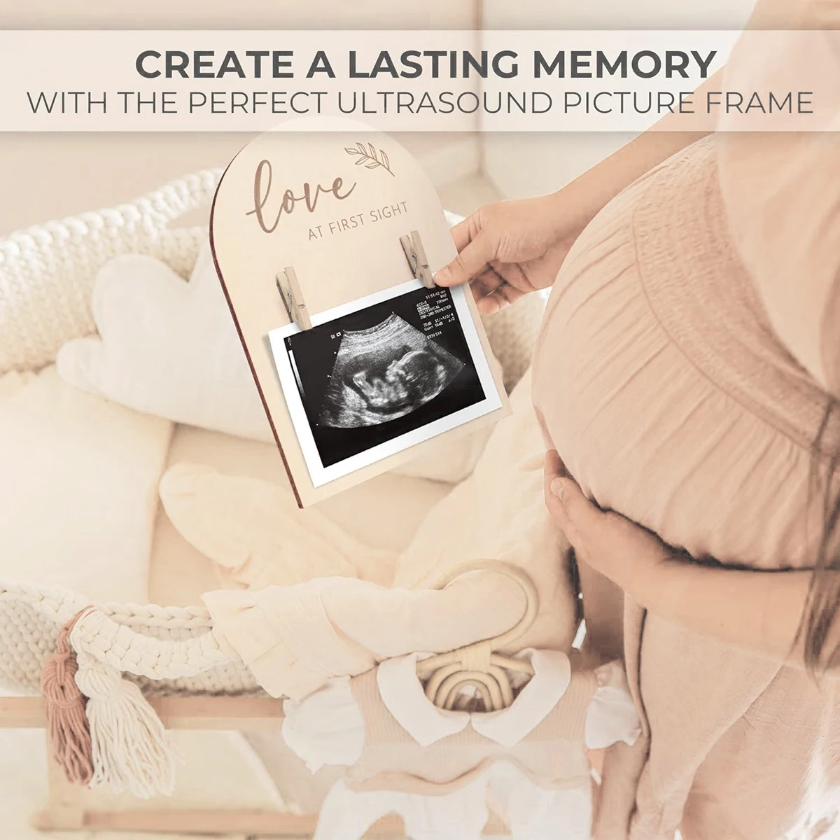 Wooden ultrasonic photo frame fashion double-sided logo perfect for announcing pregnancy or baby birth adornment