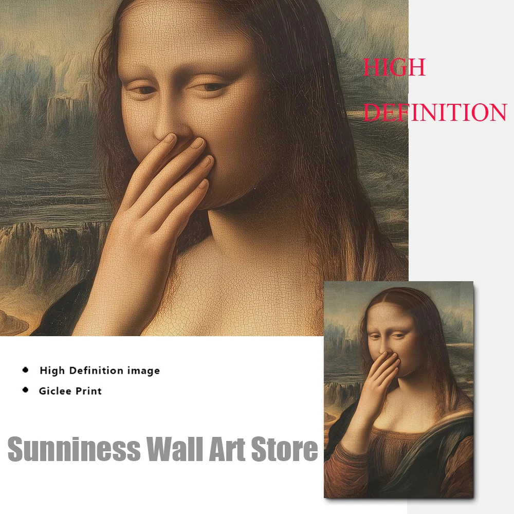 Śmieszne Płótno Łazienkowe Druk Ściana Sztuka Toaleta Humor Mona Lisa Portret Zły Zapach Malarstwo Plakat Obraz Łazienka Dekoracja Domu — zdjęcie 5